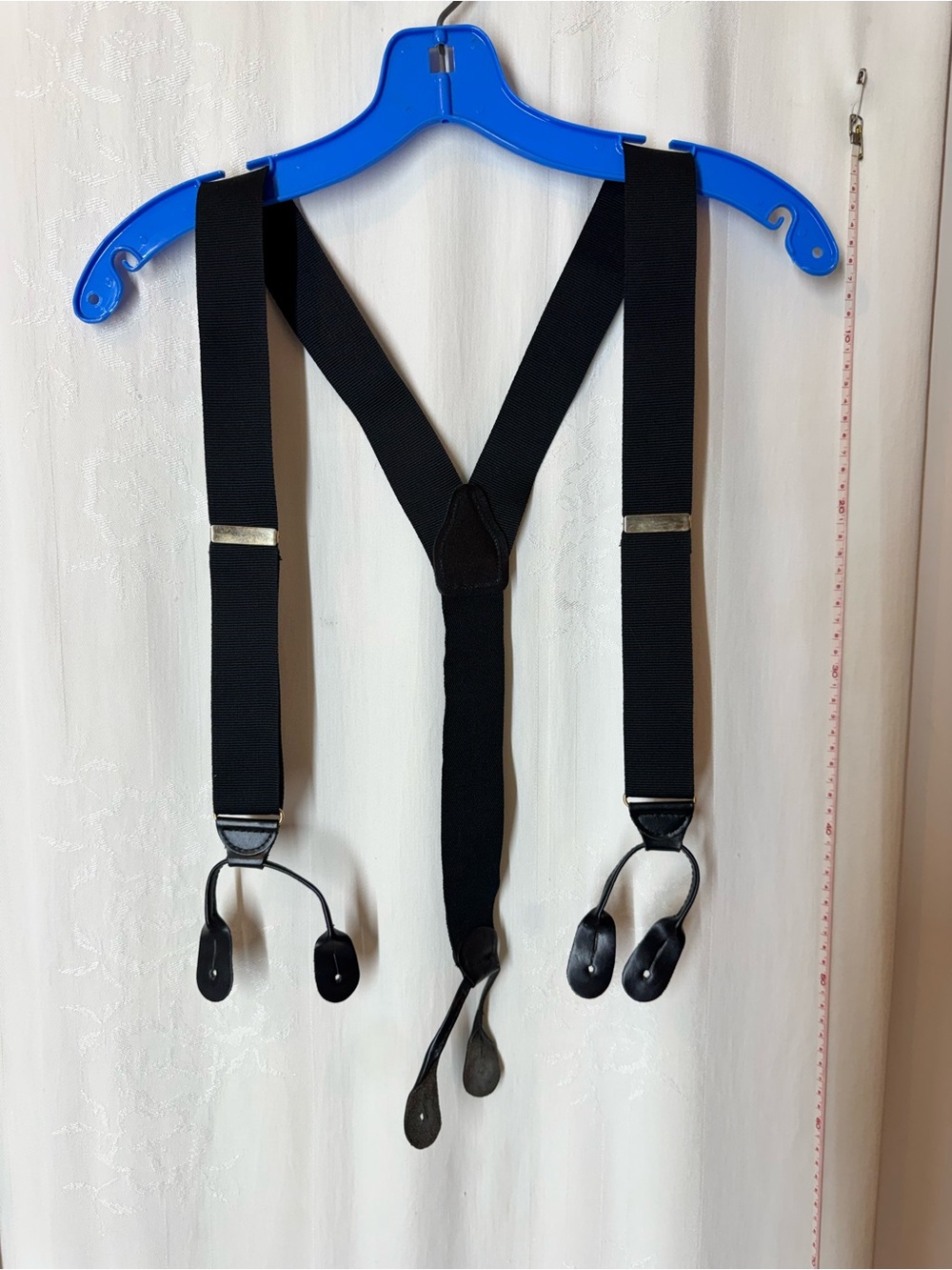 Vintage Black Suspenders with Gold Accent